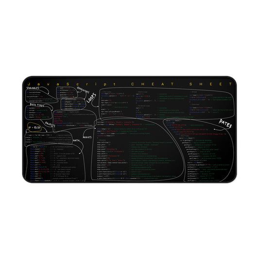 JavaScript Cheat Sheet Desk Mat | Perfect for Programmers & Developers