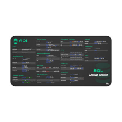 SQL Cheat Sheet Mousepad: Learn Database Querying and Manipulation