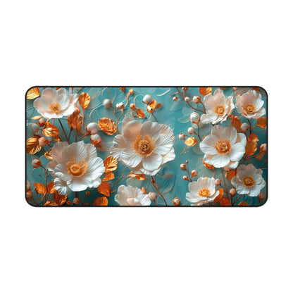 Gold Leaf Flower Desk Mat | Stylish & Durable Desk Pad for Gaming & Work