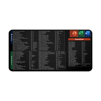 Microsoft Office & Excel Powerpoint Shortcuts Mouse Pad Cheat Sheet