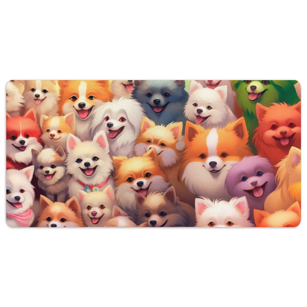 Cute Dog Desk Mat | Puppy Pile-Up Desk Pad | Adorable Puppy Desk Accessory | Gaming Desk Mats | Cute Desk Mat