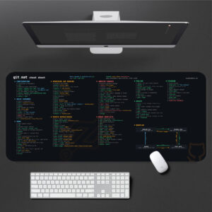 GIT Cheat Sheet Desk Mat, Customizable Coding Mat, Anti-Slip GIT Accessories Code Structure Quick Reference, Desk Mat for GIT Developers Coding Productivity Aid, GIT Commands Reference Mat Version Control Code Structure Mat, Tech Geek Gift Idea